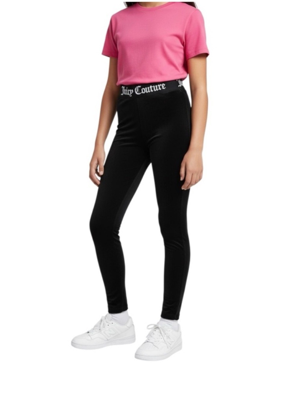 Juicy Couture Black Label Velour Leggings Girls 12 Y2K Logo Waist NWOT
